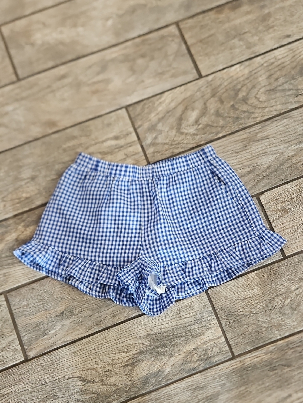 Blue Blush Blue Gingham High-Waist Ruffle Shorts